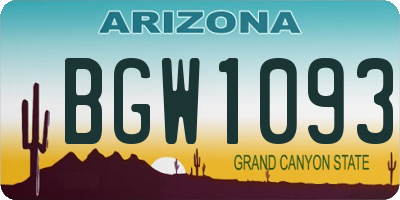 AZ license plate BGW1093