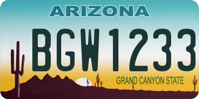 AZ license plate BGW1233