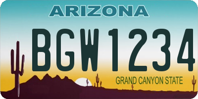 AZ license plate BGW1234
