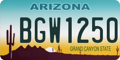 AZ license plate BGW1250