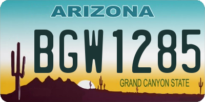 AZ license plate BGW1285