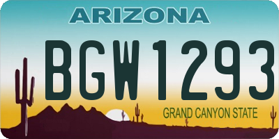 AZ license plate BGW1293