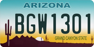 AZ license plate BGW1301