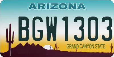 AZ license plate BGW1303