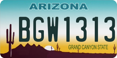 AZ license plate BGW1313