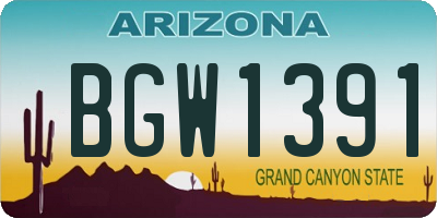 AZ license plate BGW1391