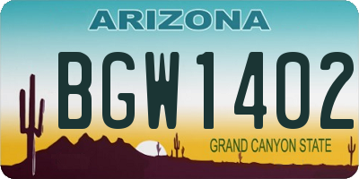 AZ license plate BGW1402