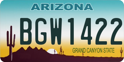 AZ license plate BGW1422