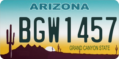 AZ license plate BGW1457