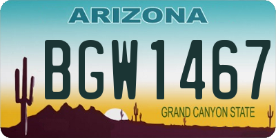 AZ license plate BGW1467