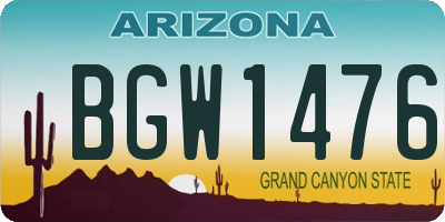 AZ license plate BGW1476