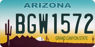 AZ license plate BGW1572