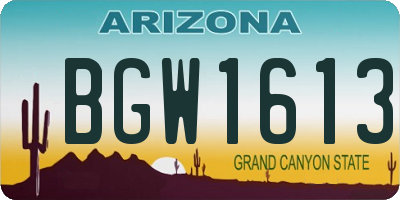 AZ license plate BGW1613