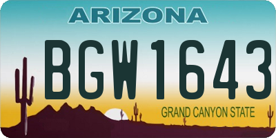 AZ license plate BGW1643