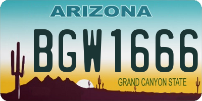 AZ license plate BGW1666