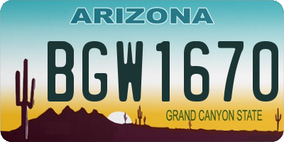 AZ license plate BGW1670