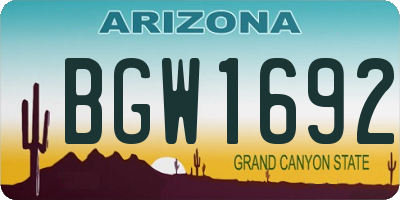 AZ license plate BGW1692