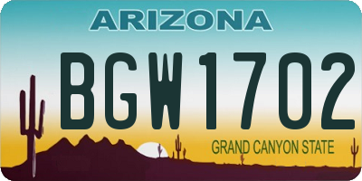 AZ license plate BGW1702