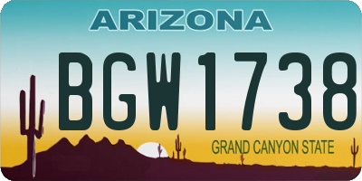 AZ license plate BGW1738