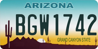 AZ license plate BGW1742