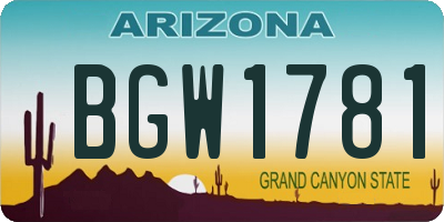AZ license plate BGW1781