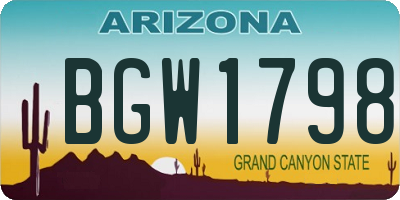 AZ license plate BGW1798