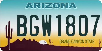 AZ license plate BGW1807