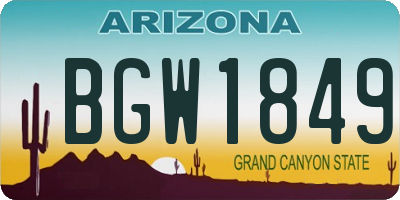 AZ license plate BGW1849