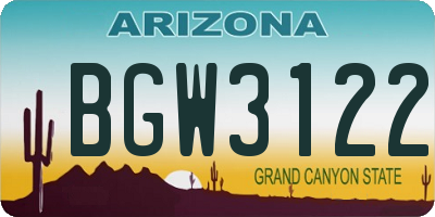 AZ license plate BGW3122