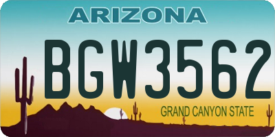 AZ license plate BGW3562