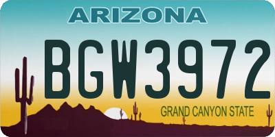 AZ license plate BGW3972