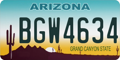 AZ license plate BGW4634