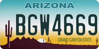 AZ license plate BGW4669