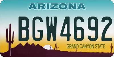 AZ license plate BGW4692