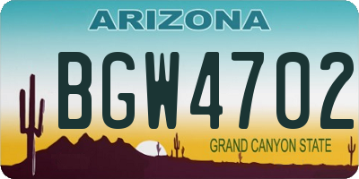 AZ license plate BGW4702