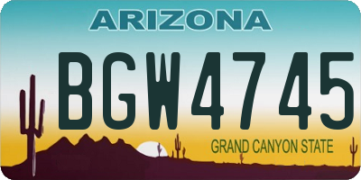 AZ license plate BGW4745