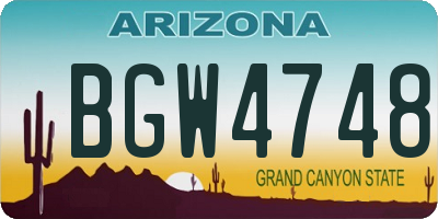 AZ license plate BGW4748