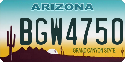 AZ license plate BGW4750