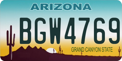 AZ license plate BGW4769