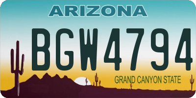 AZ license plate BGW4794