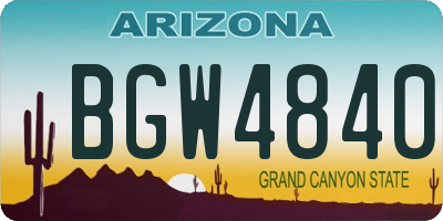 AZ license plate BGW4840