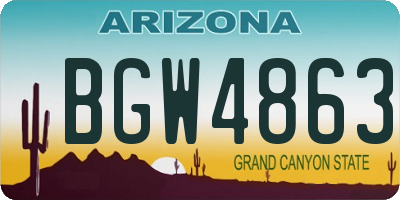 AZ license plate BGW4863
