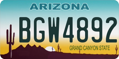 AZ license plate BGW4892