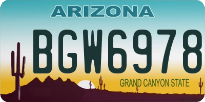 AZ license plate BGW6978
