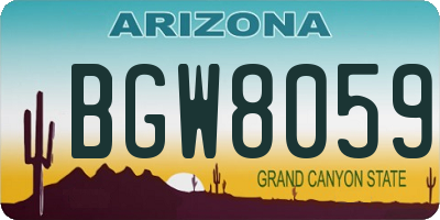 AZ license plate BGW8059