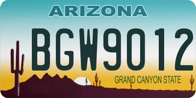 AZ license plate BGW9012