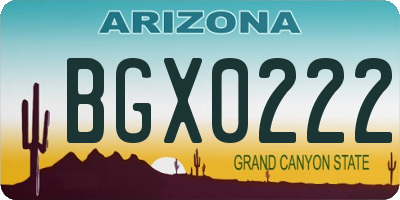 AZ license plate BGX0222