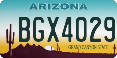 AZ license plate BGX4029