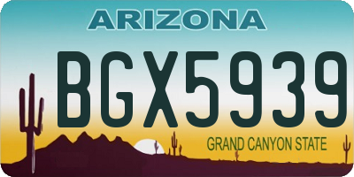 AZ license plate BGX5939