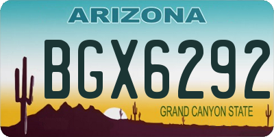 AZ license plate BGX6292
